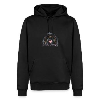 Rainbow Speech Therapy - Men’s Premium Organic Hoodie - black - Front - Nico (187cm)