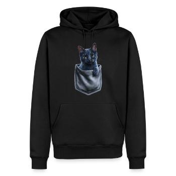 Russisch Blau Katze in der Tasche Geschenk - Männer Premium Bio Hoodie - Schwarz - Vorne - Nico (187cm)