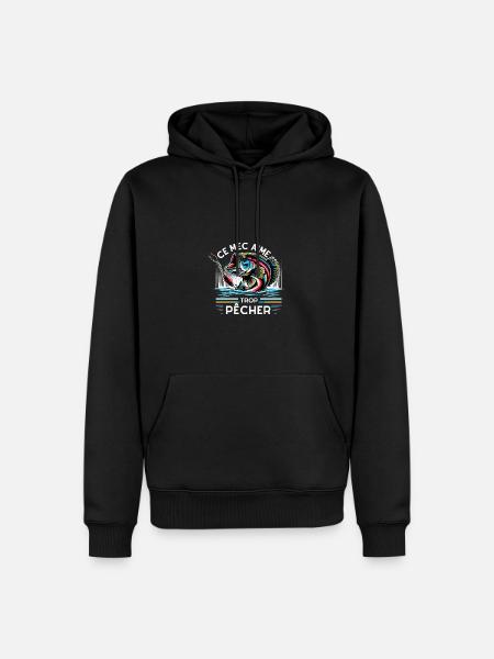 ce mec aime trop pêcher - Sweat à capuche Premium bio Homme - noir