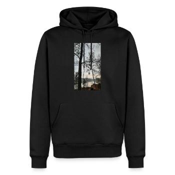 Wald - Männer Premium Bio Hoodie - Schwarz - Vorne - Nico (187cm)