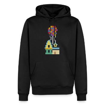 house with balloons - Men’s Premium Organic Hoodie - black - Front - Nico (187cm)