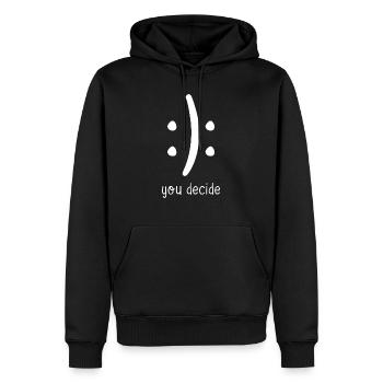 You Decide Happy Face Sad Face - Men’s Premium Organic Hoodie - black - Front - Nico (187cm)