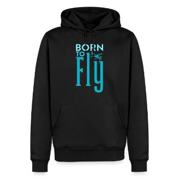 Born to Fly Pilot Aviation - Männer Premium Bio Hoodie - Schwarz - Vorne - Nico (187cm)