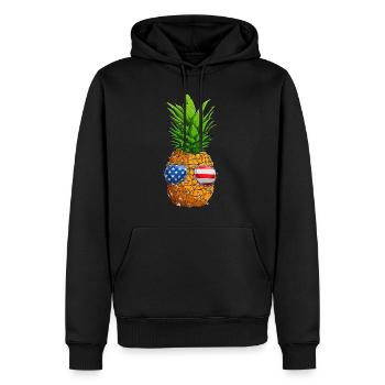Pineapple 4th of July American Flag USA - Männer Premium Bio Hoodie - Schwarz - Vorne - Nico (187cm)