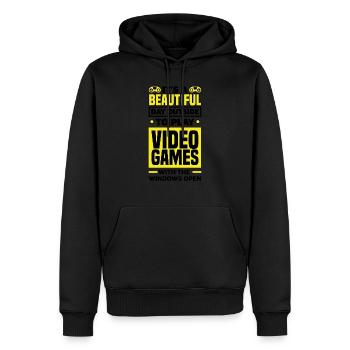 It's A Beautiful Day Outside To Play Video Games G - Männer Premium Bio Hoodie - Schwarz - Vorne - Nico (187cm)