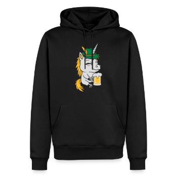 Party Einhorn Bier trinken - Männer Premium Bio Hoodie - Schwarz - Vorne - Nico (187cm)