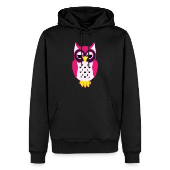 Eule - Männer Premium Bio Hoodie - Schwarz - Vorne - Nico (187cm)