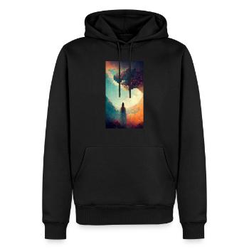 Friede - Männer Premium Bio Hoodie - Schwarz - Vorne - Nico (187cm)