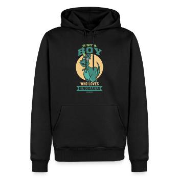 Just A Boy Who Loves Dinosaurs - Men’s Premium Organic Hoodie - black - Front - Nico (187cm)