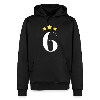 6ème anniversaire étoilé - Sweat à capuche Premium bio Homme - noir - Devant - Nico (187cm)