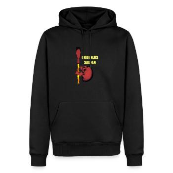 BODENLOS SAUFEN - Männer Premium Bio Hoodie - Schwarz - Vorne - Nico (187cm)