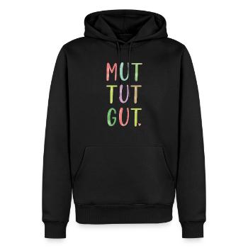 mut tut gut - Männer Premium Bio Hoodie - Schwarz - Vorne - Nico (187cm)