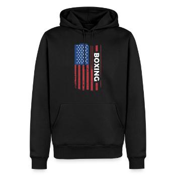 Sport Us Flag Boxing - Men’s Premium Organic Hoodie - black - Front - Nico (187cm)