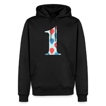 Ballon zum 1. Jubiläum - Männer Premium Bio Hoodie - Schwarz - Vorne - Nico (187cm)