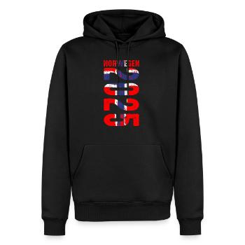 Urlaub Norwegen 2025 Fischer Angelteam Karpfen Ang - Männer Premium Bio Hoodie - Schwarz - Vorne - Nico (187cm)