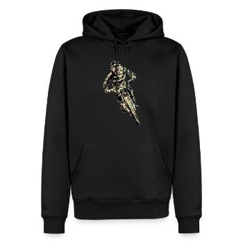 MTB-Abfahrt - Männer Premium Bio Hoodie - Schwarz - Vorne - Nico (187cm)