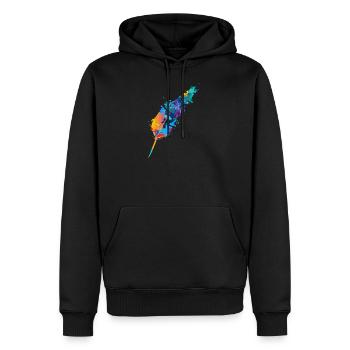 Feder - Männer Premium Bio Hoodie - Schwarz - Vorne - Nico (187cm)