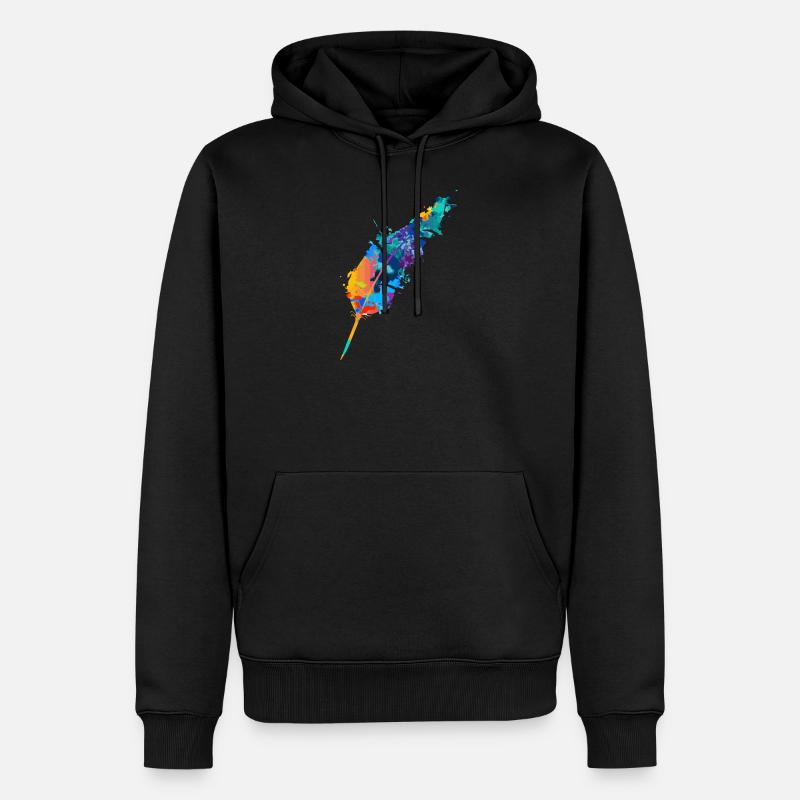 Feder - Männer Premium Bio Hoodie - Schwarz