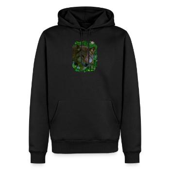 wolf - Men’s Premium Organic Hoodie - black - Front - Nico (187cm)