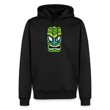 Masque Tiki Hawaii - Sweat à capuche Premium bio Homme - noir - Devant - Nico (187cm)