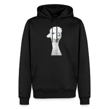 Alpaga moelleux et curieux, alpaga à motif animalier - Sweat à capuche Premium bio Homme - noir - Devant - Nico (187cm)
