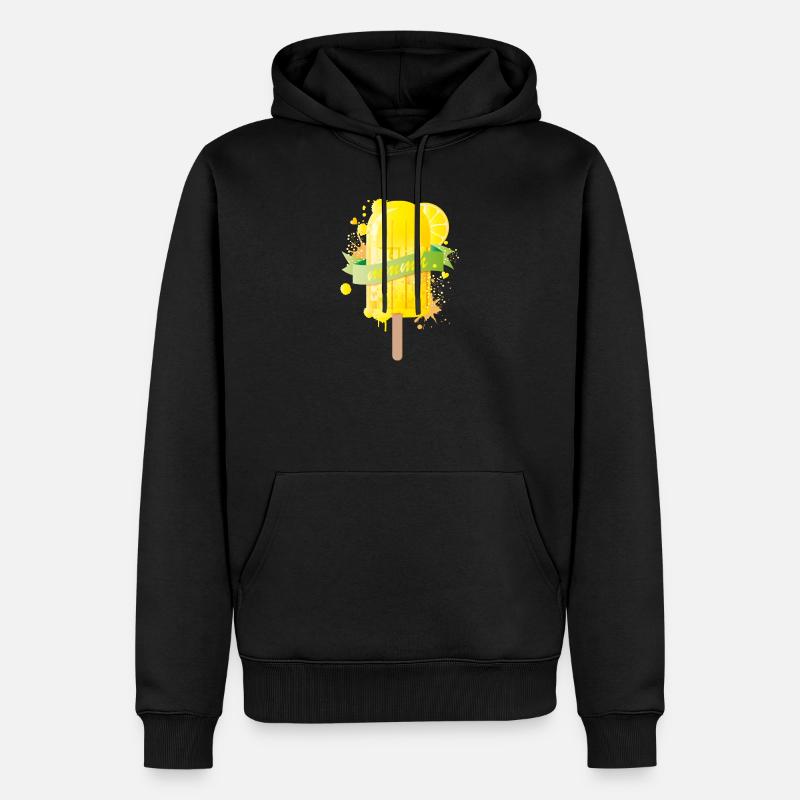 Zitronengelbes leckeres Eis im Graffiti Stil - Männer Premium Bio Hoodie - Schwarz