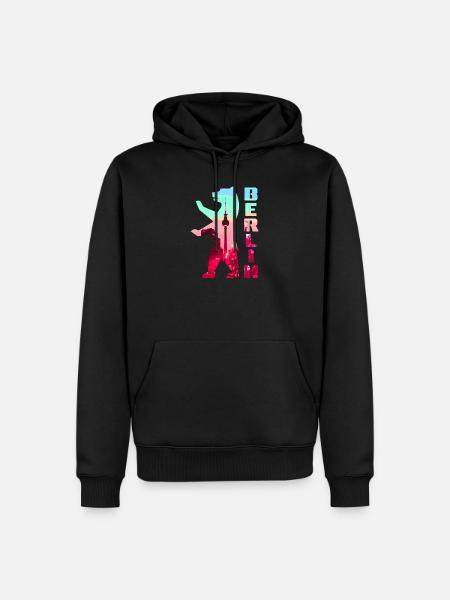 Berliner Bär gefüllt mit Skyline Fernsehturm - Männer Premium Bio Hoodie - Schwarz