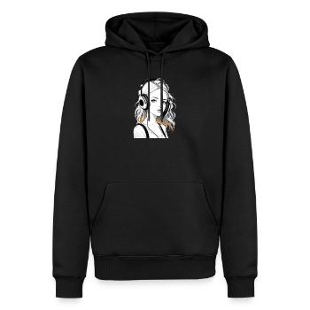 Musik Frau Mädchen Kopfhoerer Rave Geschenkidee - Männer Premium Bio Hoodie - Schwarz - Vorne - Nico (187cm)