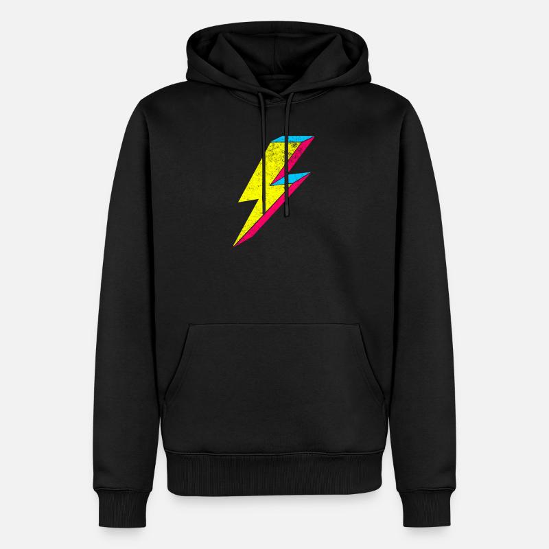 Neon Blitz Lightning Design 70s 80s - Männer Premium Bio Hoodie - Schwarz