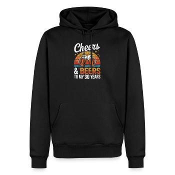 Cheers & Beers pour fêter mes 30 ans - Sweat à capuche Premium bio Homme - noir - Devant - Nico (187cm)