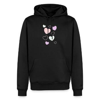 Herz pastell Muster Herzmuster Geschenk Herz  - Männer Premium Bio Hoodie - Schwarz - Vorne - Nico (187cm)