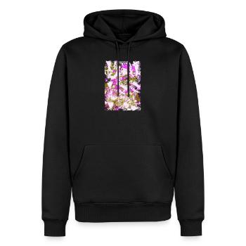 Neon Rosé Tie-Dye Swirl - Men’s Premium Organic Hoodie - black - Front - Nico (187cm)