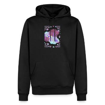 Psychedelic Neon Spiral - Men’s Premium Organic Hoodie - black - Front - Nico (187cm)