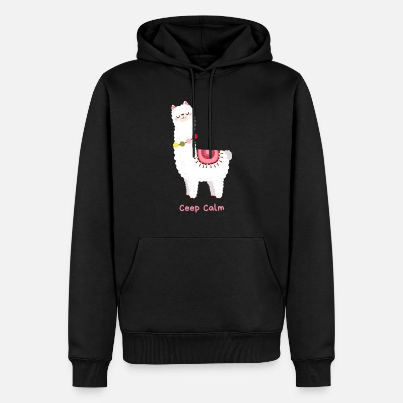 Llama keep calm - Männer Premium Bio Hoodie - Schwarz