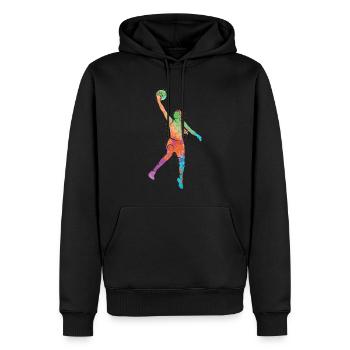 Joueur de basket-ball Dunking Enfants Basketball Girl - Sweat à capuche Premium bio Homme - noir - Devant - Nico (187cm)