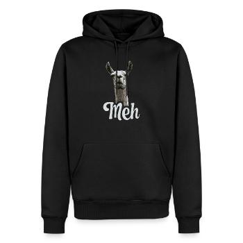 Lama peu impressionné - Meh - Sweat à capuche Premium bio Homme - noir - Devant - Nico (187cm)