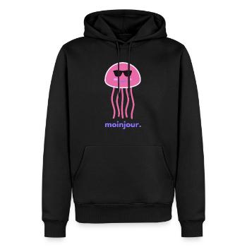 moinjour.zwei - MoinJour 2 - Männer Premium Bio Hoodie - Schwarz - Vorne - Nico (187cm)