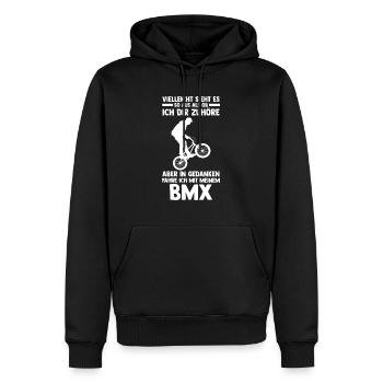 Fahrrad BMX - Männer Premium Bio Hoodie - Schwarz - Vorne - Nico (187cm)