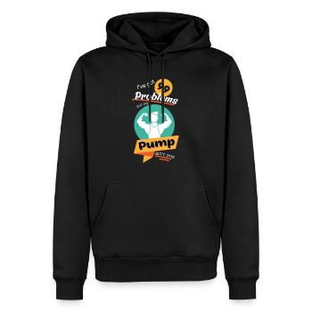 99 Problems but my Pump ain’t one “Männer” - Männer Premium Bio Hoodie - Schwarz - Vorne - Nico (187cm)