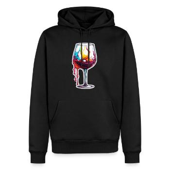 Vin / Raisins / Alcool / Boire / Déguster - Sweat à capuche Premium bio Homme - noir - Devant - Nico (187cm)