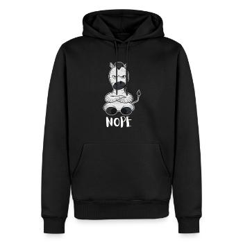 Nope Funny Lazy Zebra - Männer Premium Bio Hoodie - Schwarz - Vorne - Nico (187cm)
