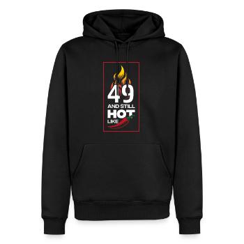 49. Geburtstag and still hot - Männer Premium Bio Hoodie - Schwarz - Vorne - Nico (187cm)