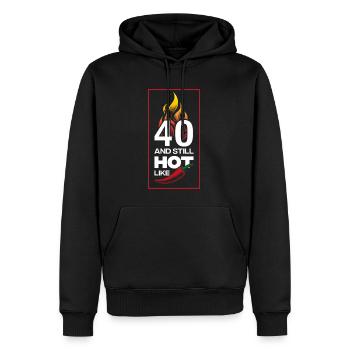 40. Geburtstag and still hot - Männer Premium Bio Hoodie - Schwarz - Vorne - Nico (187cm)