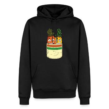 Frucht Lustiges Obst Geschenk Brusttasche Ananas - Männer Premium Bio Hoodie - Schwarz - Vorne - Nico (187cm)