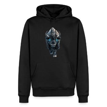 Bison - Männer Premium Bio Hoodie - Schwarz - Vorne - Nico (187cm)