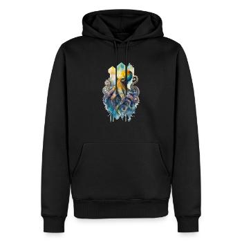 Krake Oktopus Tintenfisch Wasserfarbe Ozean Meer - Männer Premium Bio Hoodie - Schwarz - Vorne - Nico (187cm)