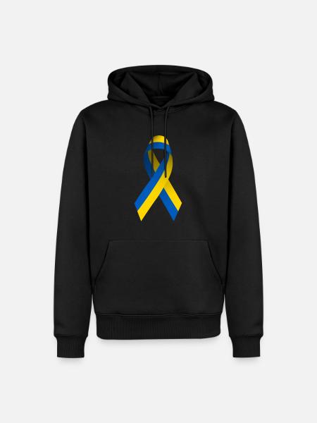 Ukraine Friedenszeichen - Männer Premium Bio Hoodie - Schwarz
