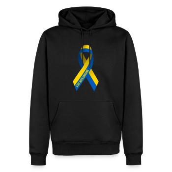 #StayWithUkraine - Men’s Premium Organic Hoodie - black - Front - Nico (187cm)