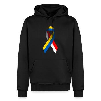 La Pologne pour la paix en Ukraine - Sweat à capuche Premium bio Homme - noir - Devant - Nico (187cm)