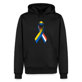 La France pour la paix en Ukraine - Sweat à capuche Premium bio Homme - noir - Devant - Nico (187cm)